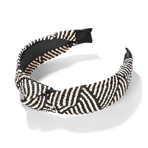 Serre-tête en raphia à chevrons Pia